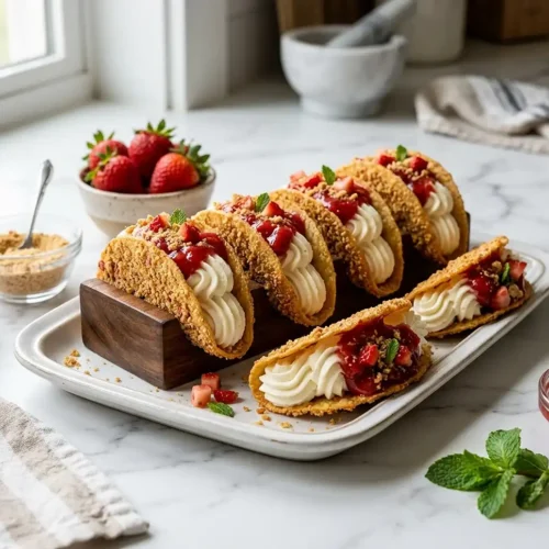 Strawberry Crunch Cheesecake Tacos 5 Strawberry Crunch Cheesecake Tacos