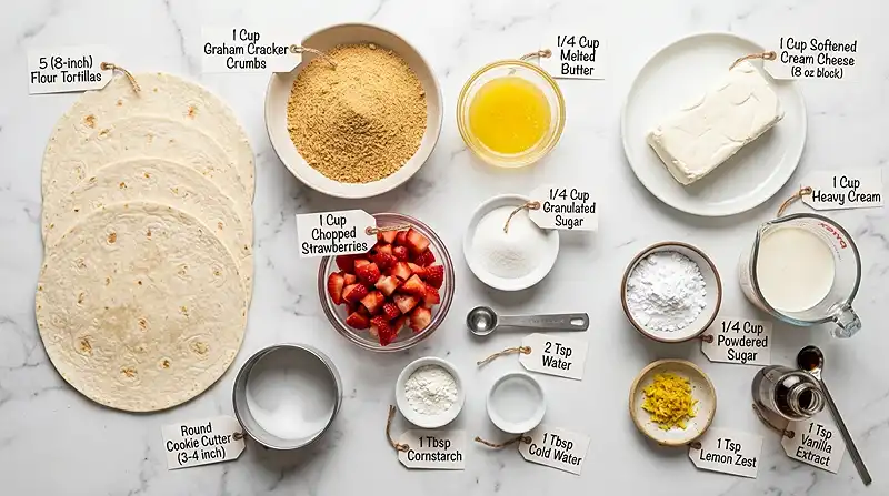 Strawberry Crunch Cheesecake Tacos 2 Strawberry Crunch Cheesecake Tacos Ingredients