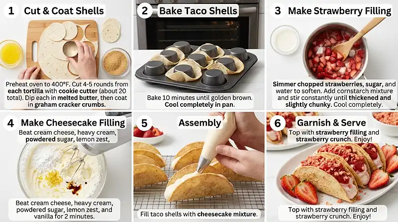 Strawberry Crunch Cheesecake Tacos 3 Strawberry Crunch Cheesecake Tacos Instructions