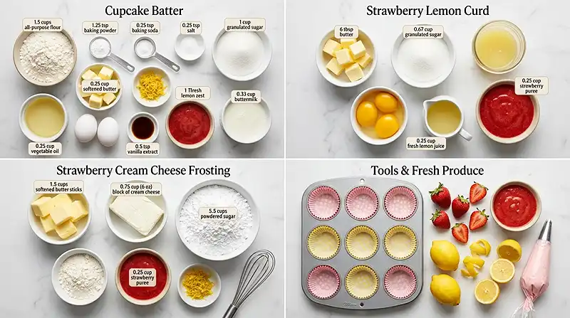 Strawberry Lemonade Cupcakes 2 Strawberry Lemonade Cupcakes Ingredients