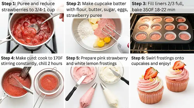 Strawberry Lemonade Cupcakes 3 Strawberry Lemonade Cupcakes Instructions