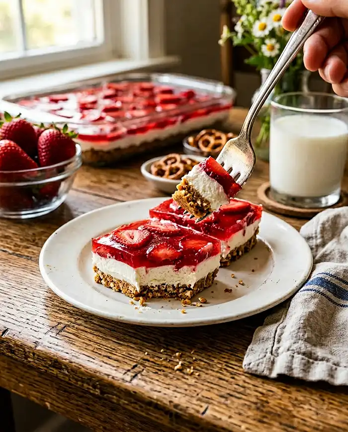 Strawberry Pretzel Salad Bars 4 Strawberry Pretzel Salad Bars Recipe