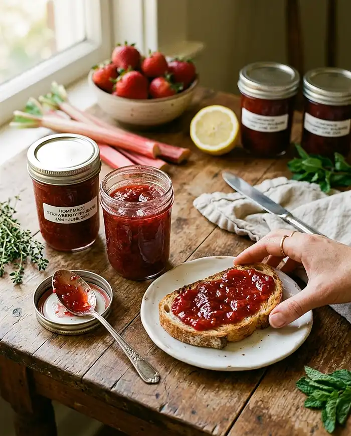 Homemade Strawberry Rhubarb Jam 4 Strawberry Rhubarb Jam Recipe