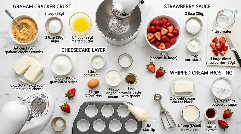 Strawberry Shortcake Cheesecake Cups Ingredients