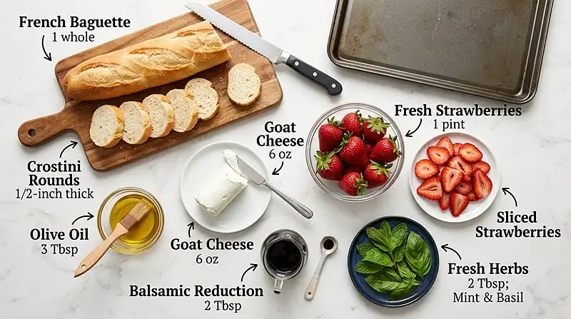 Whipped Goat Cheese Strawberry Crostini 2 Whipped Goat Cheese Strawberry Crostini Ingredients
