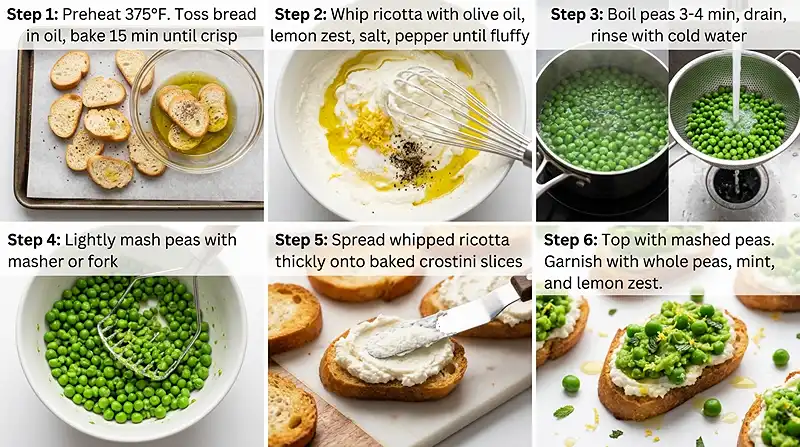 Whipped Ricotta Pea Toast Crostini 3 Whipped Ricotta Pea Toast Crostini Instructions