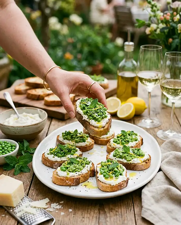 Whipped Ricotta Pea Toast Crostini 4 Whipped Ricotta Pea Toast Crostini Recipe