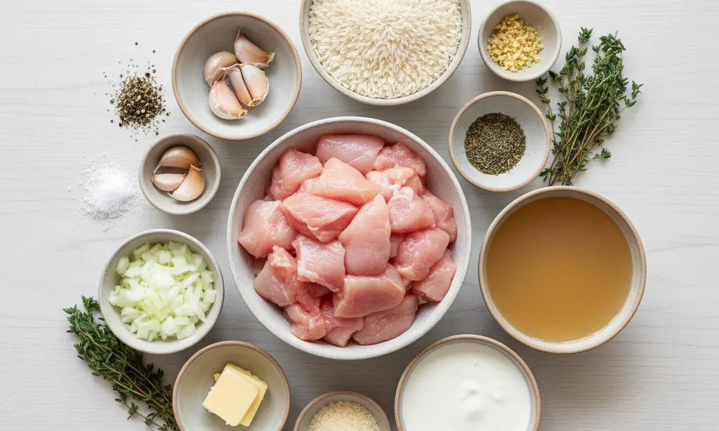 Creamy Garlic Chicken and Rice Skillet ingredients