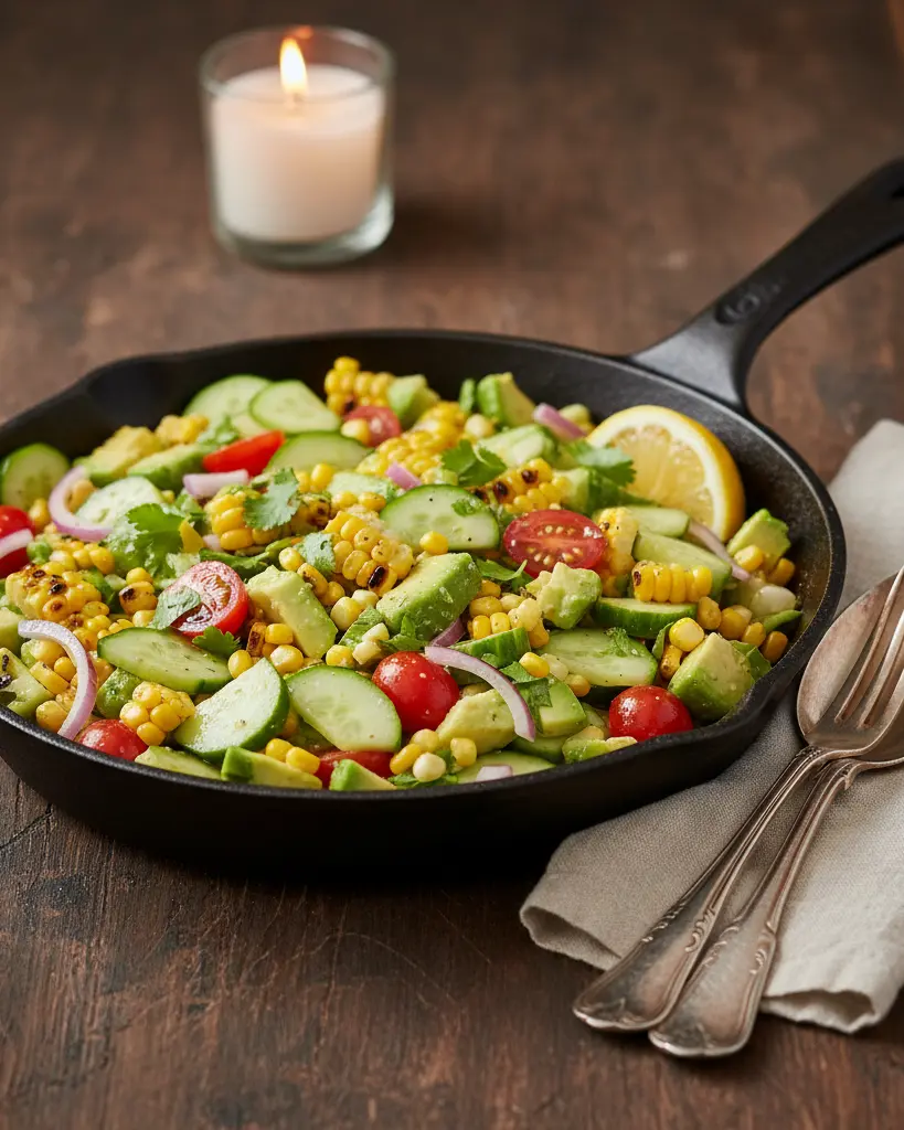 Cucumber Avocado Corn Salad 3 Cucumber Avocado Corn Salad final plated dish