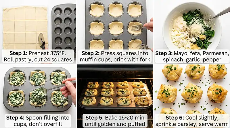 Mini Spinach Feta Puff Pastry Bites 3 easy party appetizer