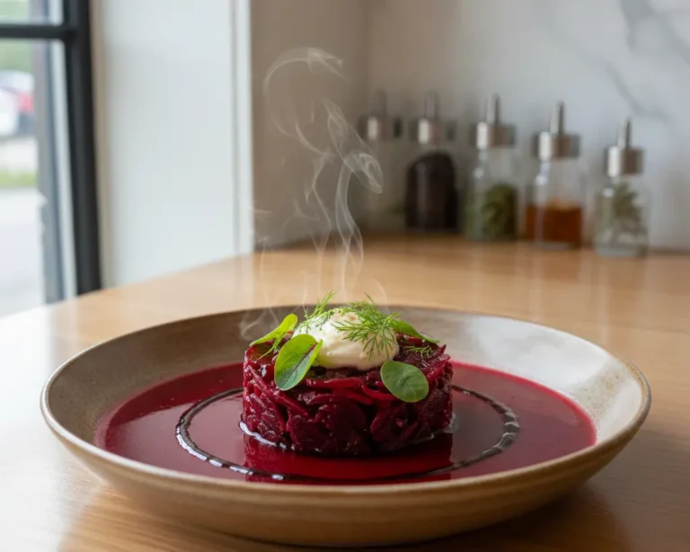 Beautiful plated Fermented Beet Kvass Liver Support Elixir