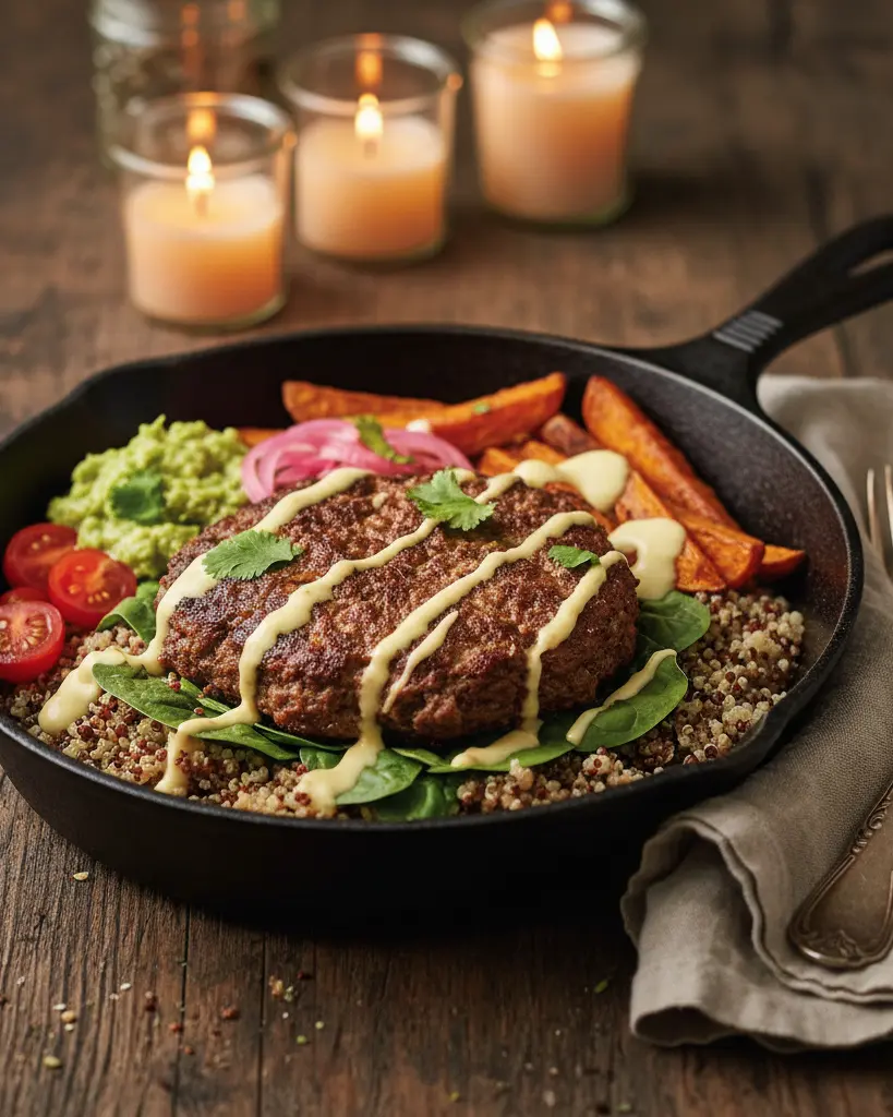 Meal Prep Burger Bowls final plated dish