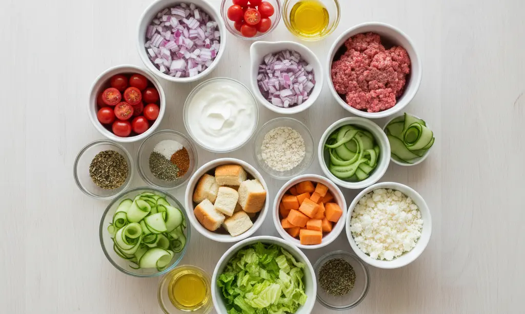 Meal Prep Burger Bowls ingredients