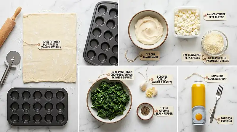 Mini Spinach Feta Puff Pastry Bites 2 spinach feta bites