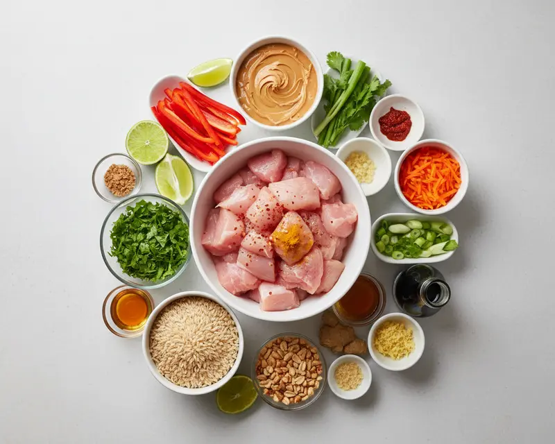 20-Minute Thai Peanut Chicken Bowls 2 ingredients