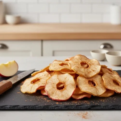 Beautiful plated Air Fryer Apple Chips