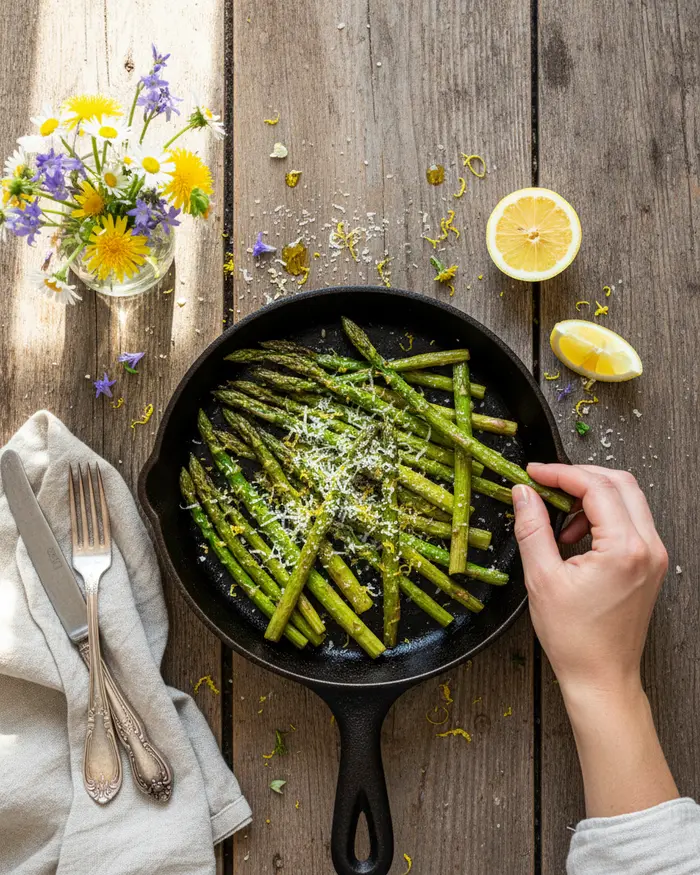 Air Fryer Asparagus with Lemon Parmesan 4 final plated dish