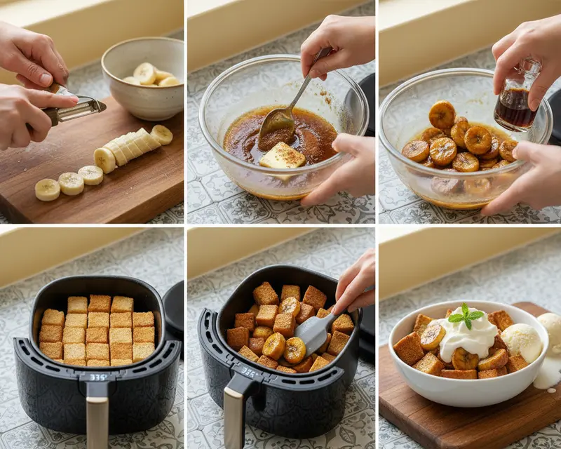 Air Fryer Banana Foster Bites 3 cooking process