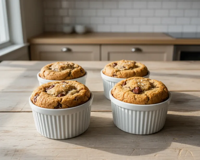 Beautiful plated Air Fryer Chocolate Chip Cookie Bowls