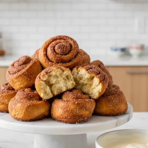 Beautiful plated Air Fryer Cinnamon Roll Bites