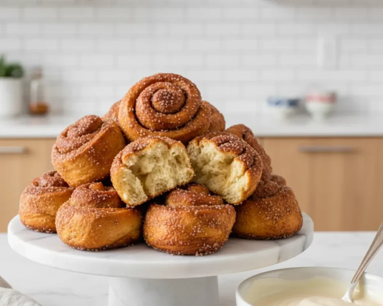 Beautiful plated Air Fryer Cinnamon Roll Bites