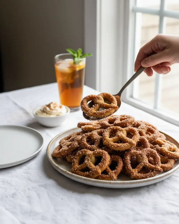 Air Fryer Cinnamon Sugar Pretzel Bites Recipe 4 final plated dish