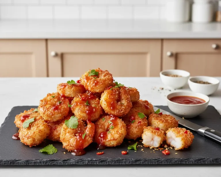 Beautiful plated Air Fryer Coconut Shrimp with Sweet Chili