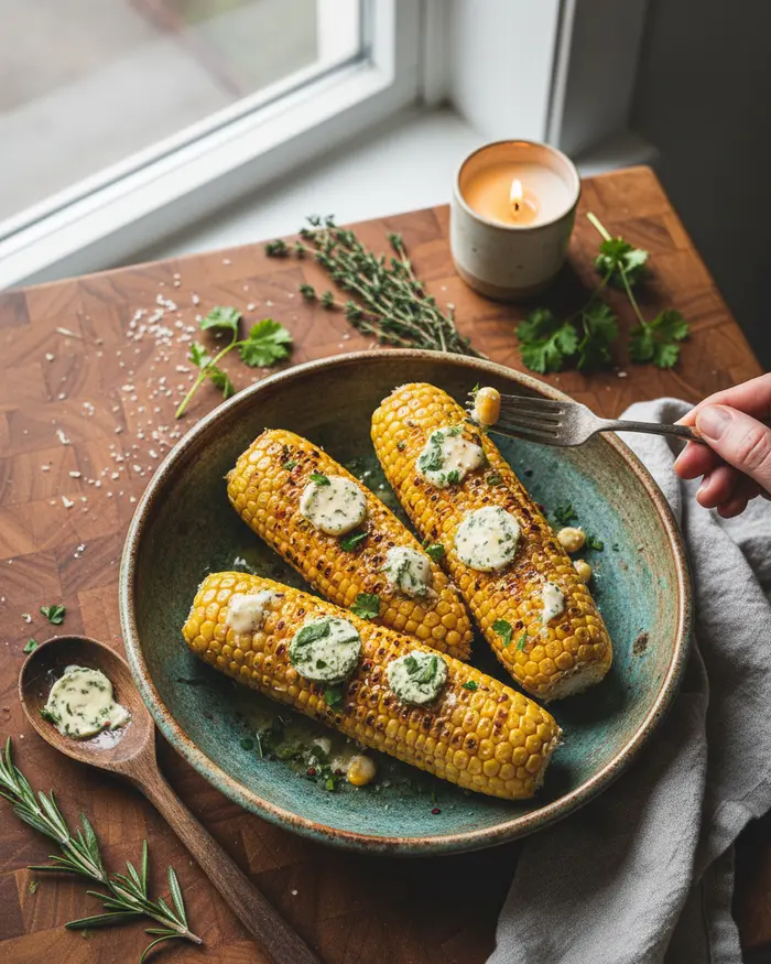 Air Fryer Corn on the Cob with Herb Butter 4 final plated dish