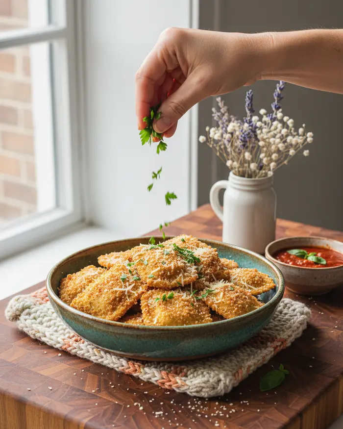 Air Fryer Crispy Ravioli Recipe 4 final plated dish