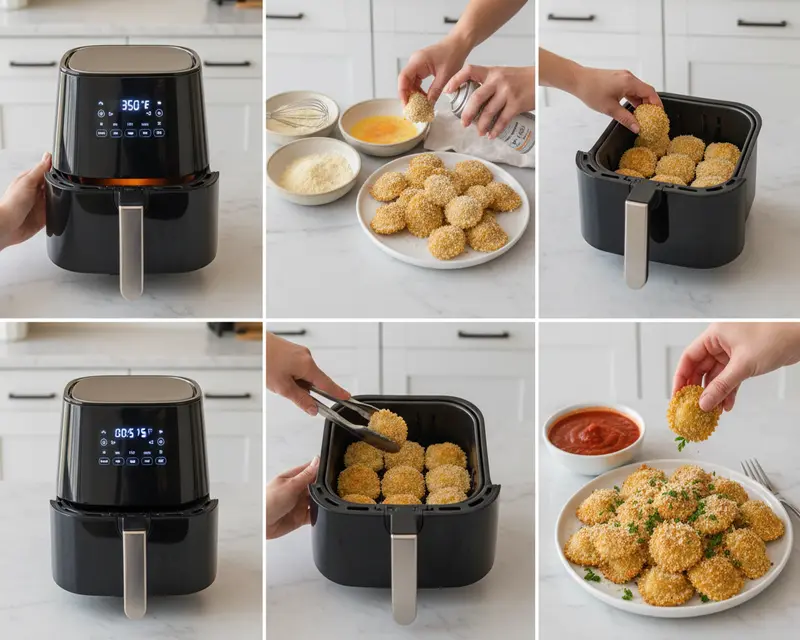 Air Fryer Crispy Ravioli Recipe 3 cooking process