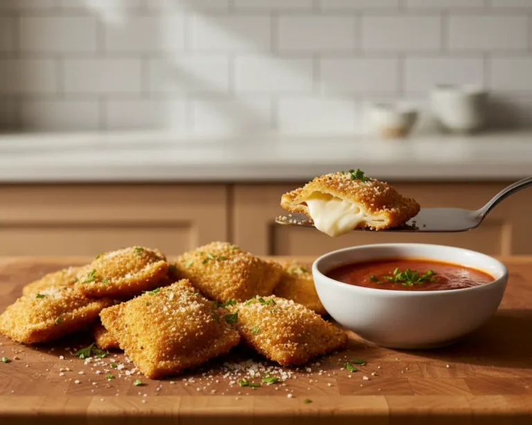 Beautiful plated Air Fryer Crispy Ravioli