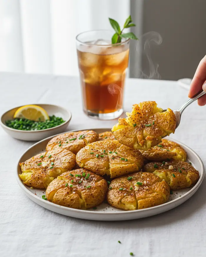 Air Fryer Crispy Smashed Potatoes Recipe 4 final plated dish