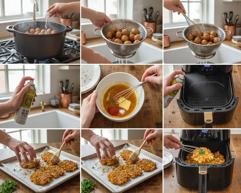 Air Fryer Crispy Smashed Potatoes Recipe 3 cooking process