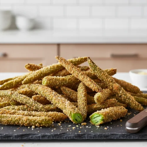 Beautiful plated Air Fryer Green Bean Fries