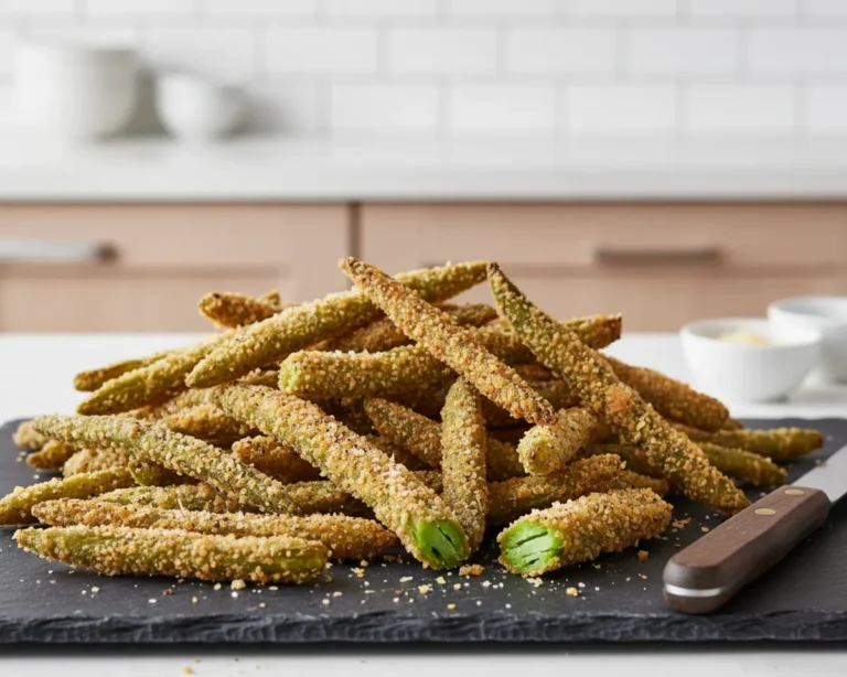 Beautiful plated Air Fryer Green Bean Fries