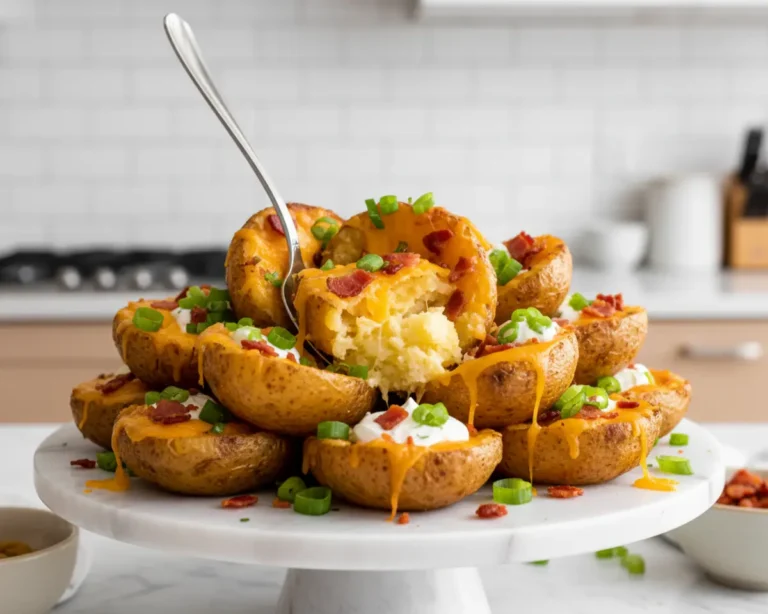 Beautiful plated Air Fryer Loaded Potato Skins