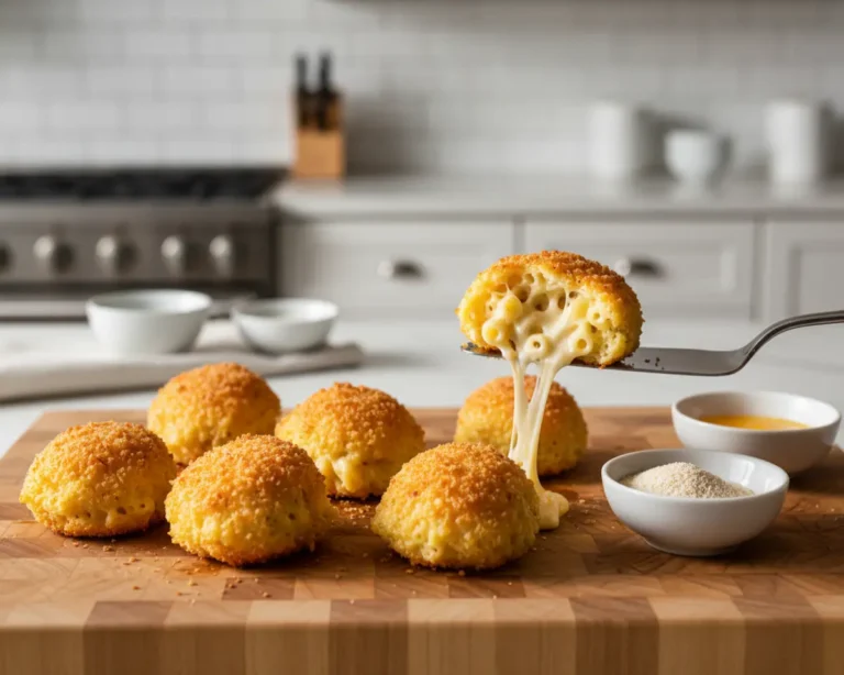 Beautiful plated Air Fryer Mac and Cheese Bites