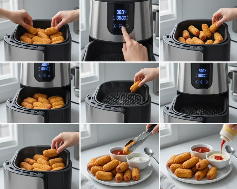 Air Fryer Mini Corn Dogs Recipe 3 cooking process