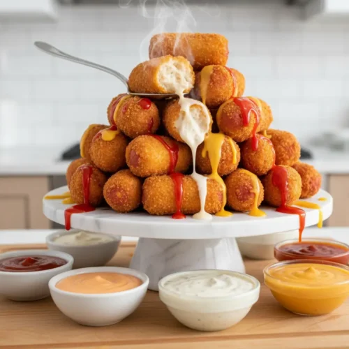 Beautiful plated Air Fryer Mini Corn Dogs
