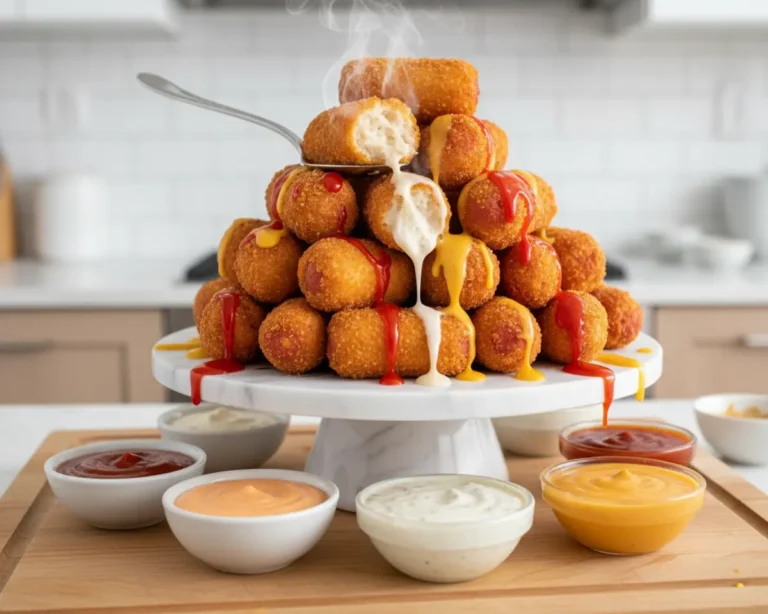 Beautiful plated Air Fryer Mini Corn Dogs