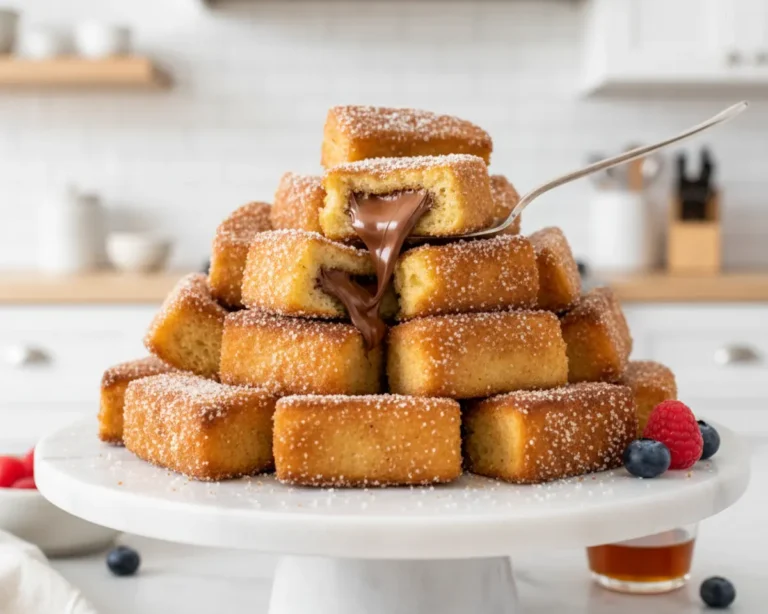 Beautiful plated Air Fryer Nutella-Stuffed French Toast Bites