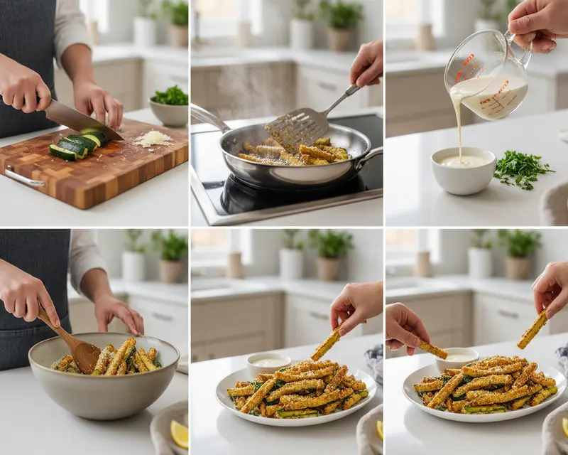 Crispy Air Fryer Parmesan Zucchini Fries Recipe 3 cooking process