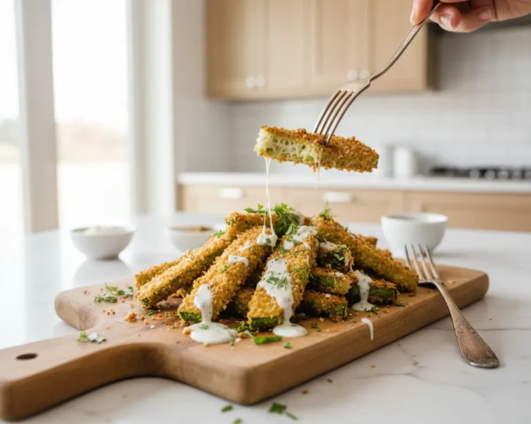 Beautiful plated Air Fryer Parmesan Zucchini Fries