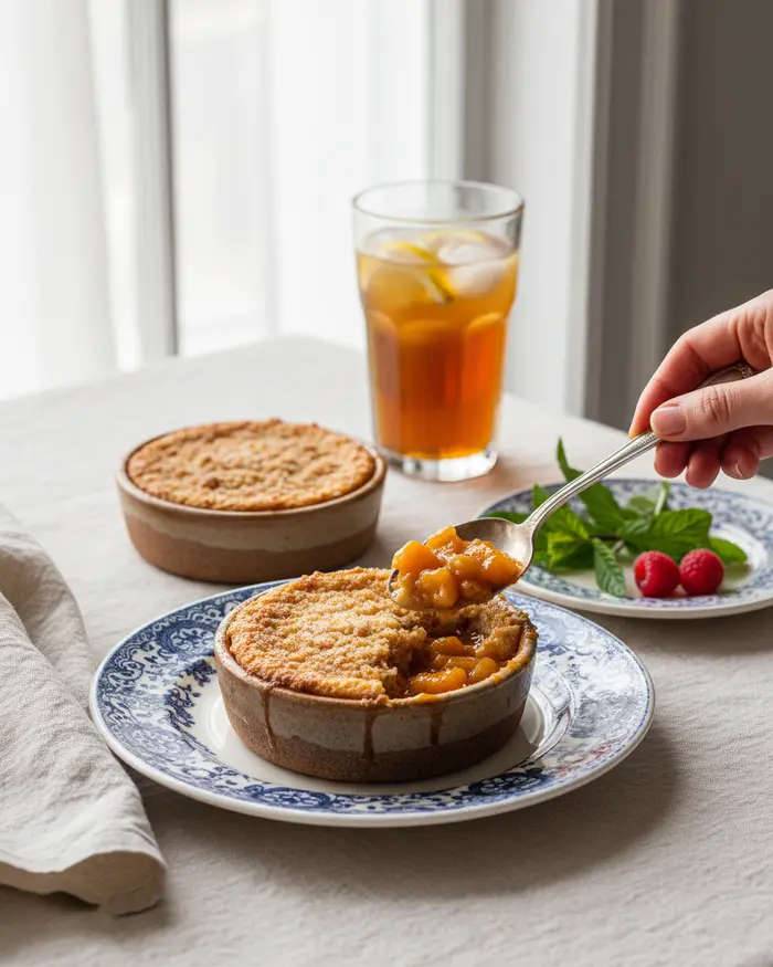 Easy Air Fryer Peach Cobbler Cups Recipe 4 final plated dish