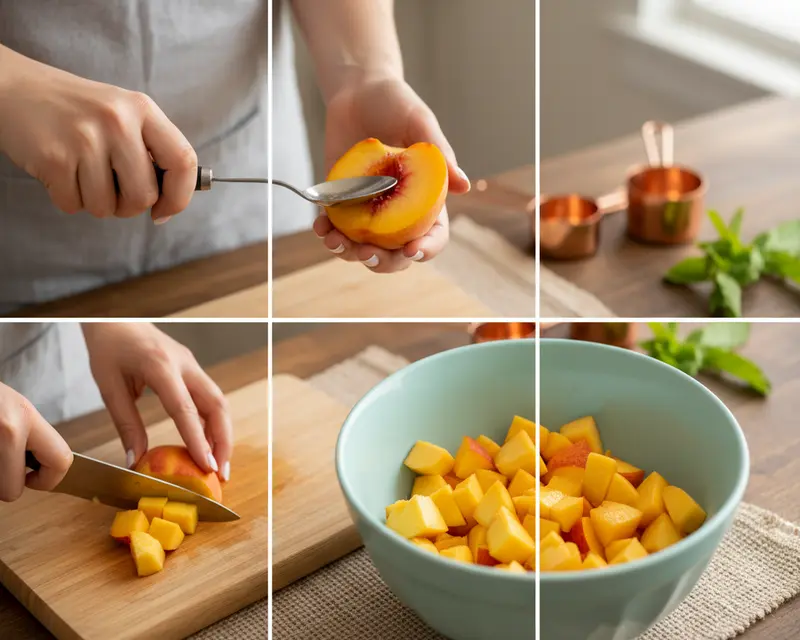 Easy Air Fryer Peach Cobbler Cups Recipe 3 cooking process