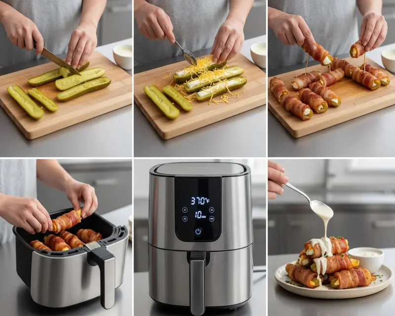Air Fryer Pickle Poppers Recipe 3 cooking process