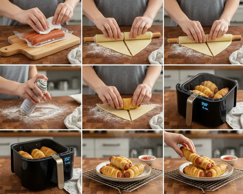 Easy Air Fryer Pigs in a Blanket Recipe 3 cooking process