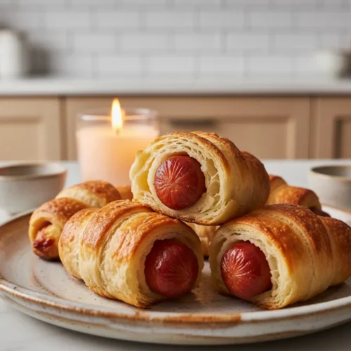 Beautiful plated Air Fryer Pigs in a Blanket