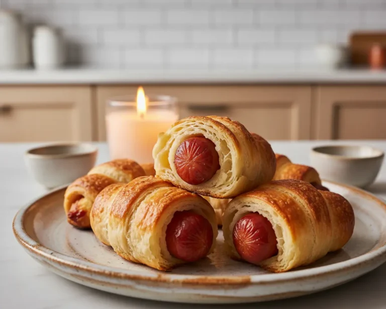 Beautiful plated Air Fryer Pigs in a Blanket