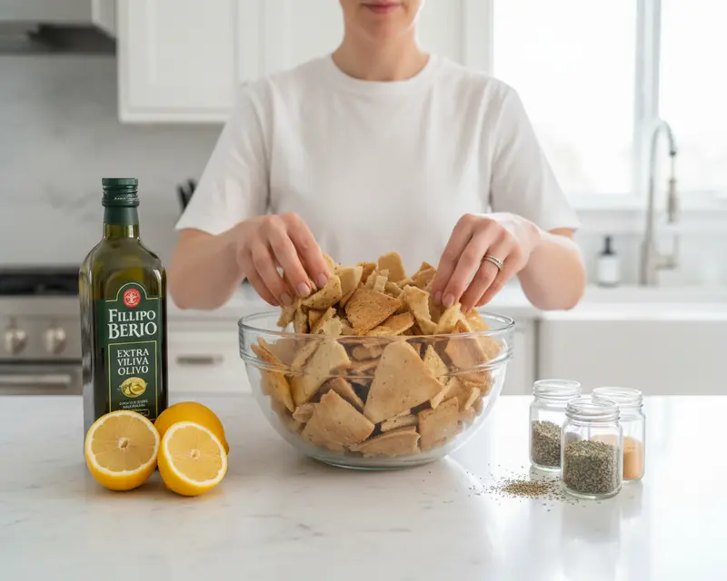 Air Fryer Pita Chips with Hummus 3 cooking process